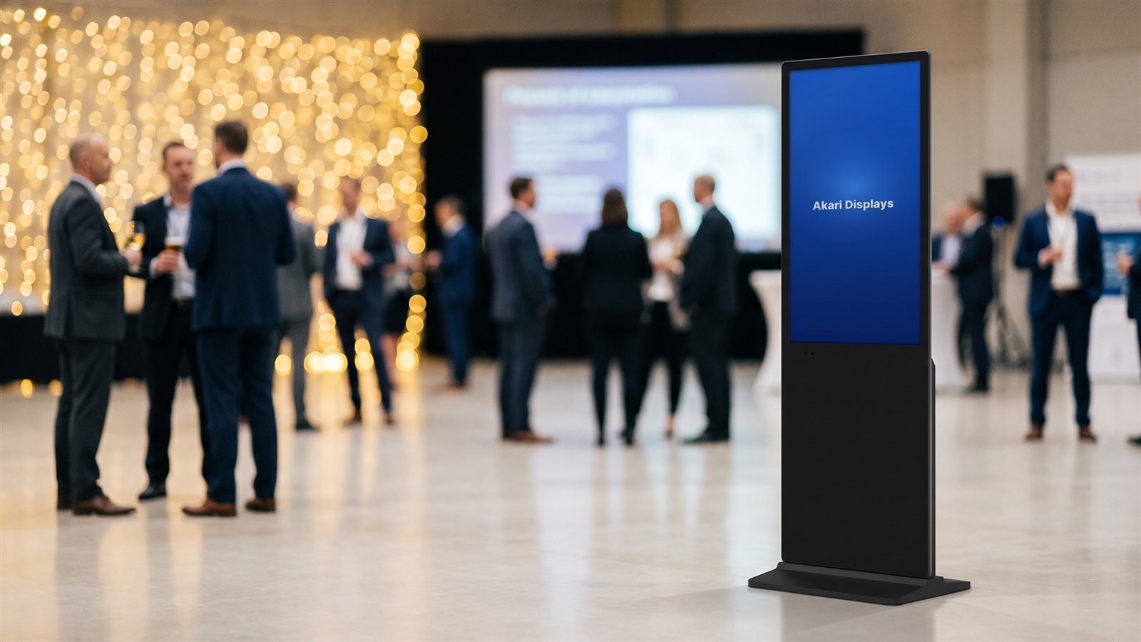 43 inch touchscreen zuil te huur op een beursvloer