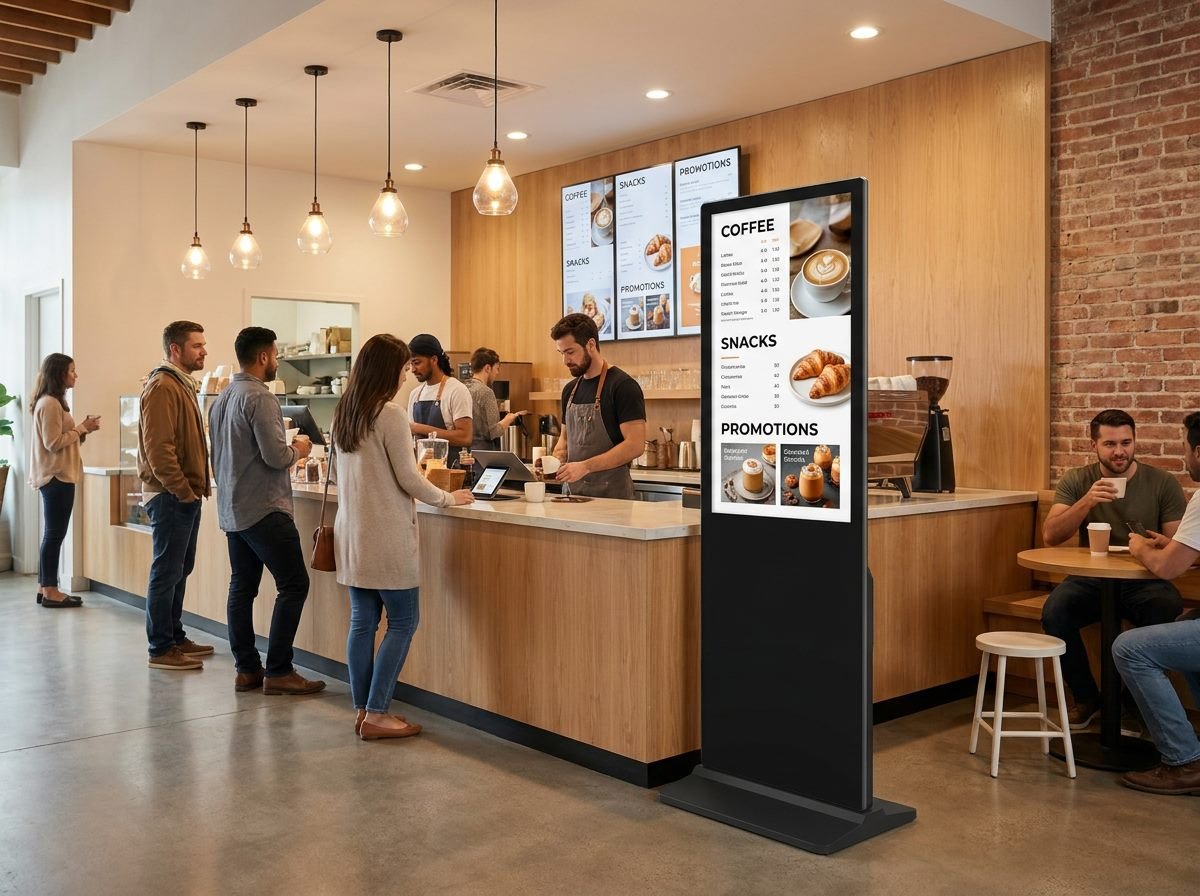 Narrowcasting met een digitale menukaart in een koffiezaak
